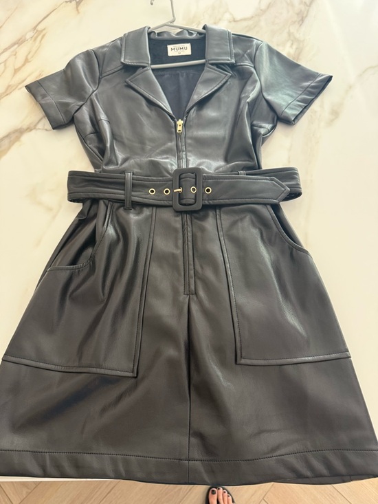 Show Me Your MuMu Dresses & Skirts - Show Me Your MuMu Black Faux Leather Mini Dress with Belt